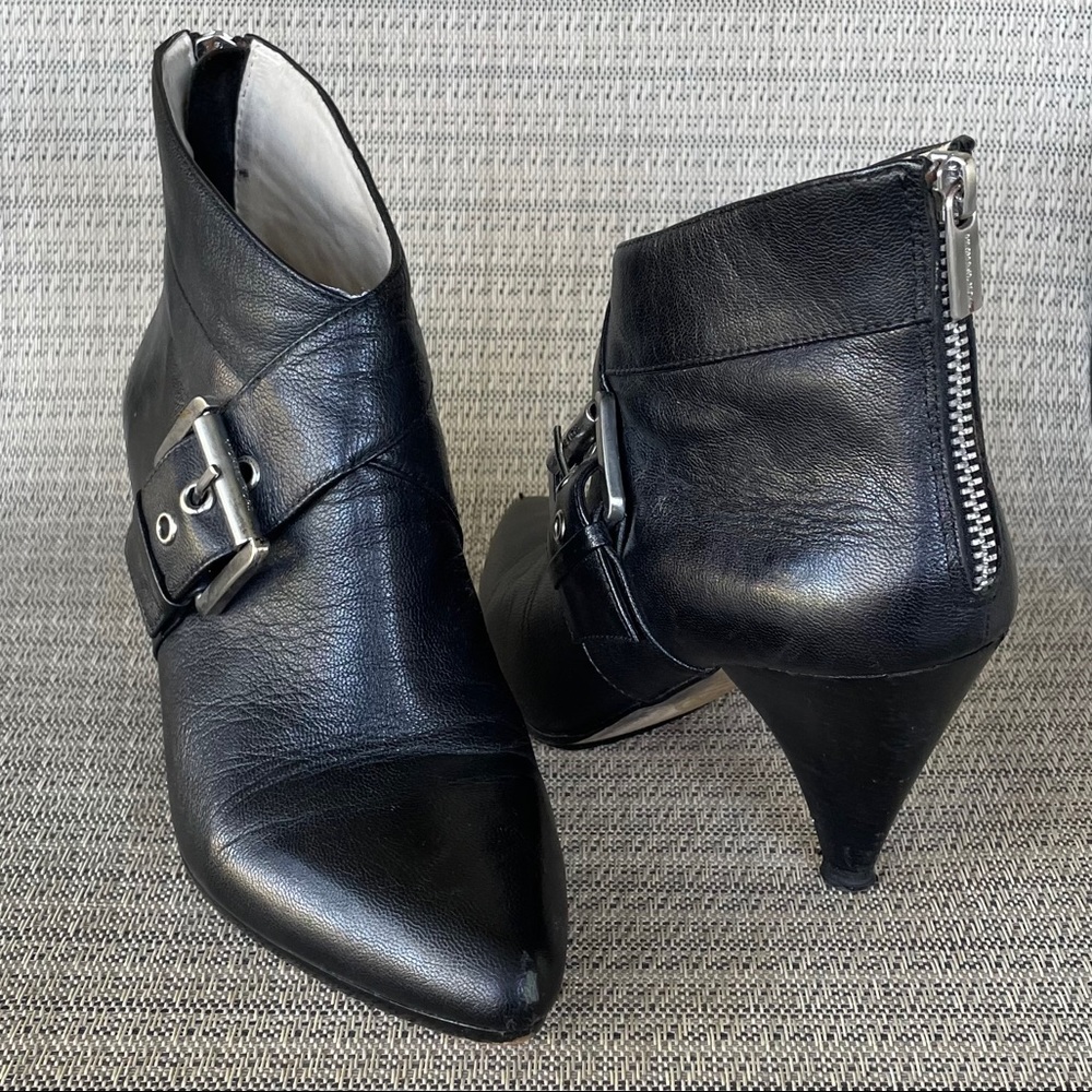 Michael Kors Leather Black Ankle Boots Heel Booties 6 1/2 M